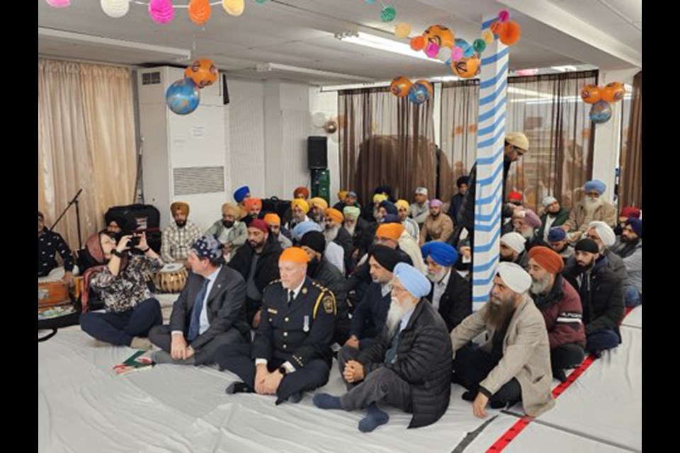 A group of visitors and dignitaries attend the grand opening of the York Simcoe Sikh Sangat Bradford temple  Feb. 4.