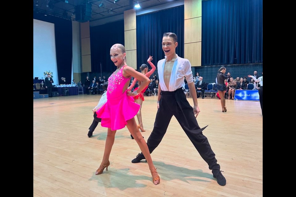 Marielle Shvaitser 13, and partner Daniel Reunov, 14, won the junior Latin, Ballroom and 10 Dance categories at the 66th Canadian Closed DanceSport Championships in mid April. 