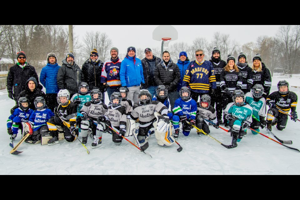 The first four teams ready to go at 8:30 a.m. during Hockey Day in BWG.