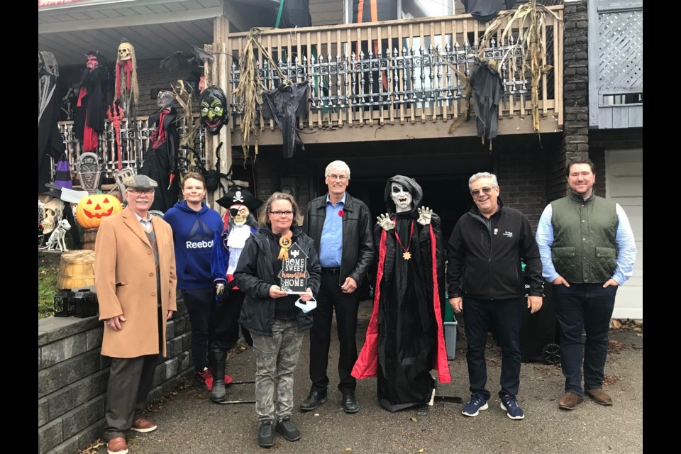 First place winner for this year's 2021 Bradford Halloween House Decorating Contest is mother-son creators Helen and William Garrett on Briannia Avenue.