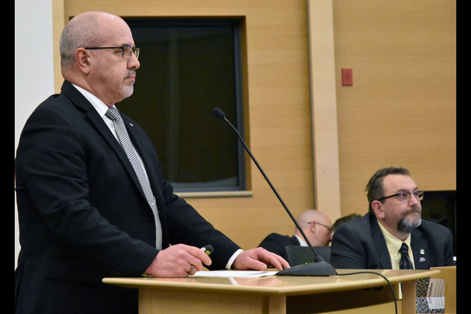 Professional Engineer Jeff Dickson presented the final Burnside & Associate's Engineer's Report on the South Innisfil Creek Drain to Innisfil Council on Feb. 27. Miriam King/Bradford Today
