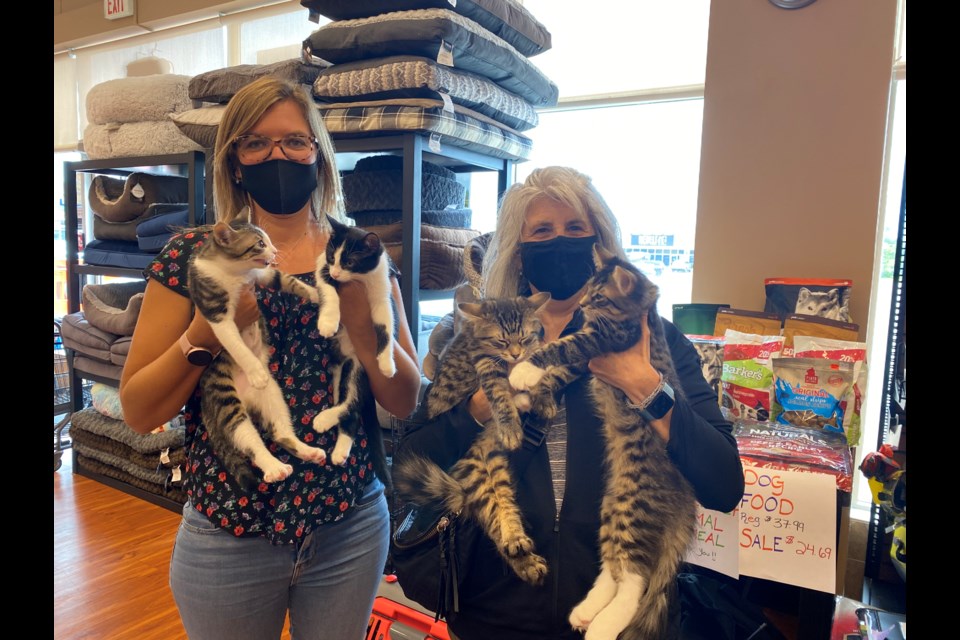 Foster moms Kathryn Giordano and Julie Kramer at Pet Valu Bradford on July 31, 2021