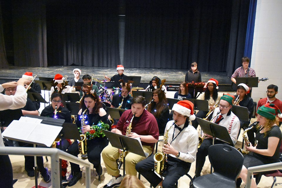 Bradford District High School Jazz Band, playing a jazzy version of You're a Mean One, Mr. Grinch. Miriam King/Bradford Times