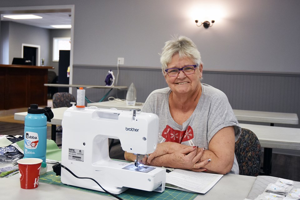Lynn Turcotte at her sewing machine, at the monthly Quilt Retreat at the Bradford Legion. Miriam King/Bradford Today