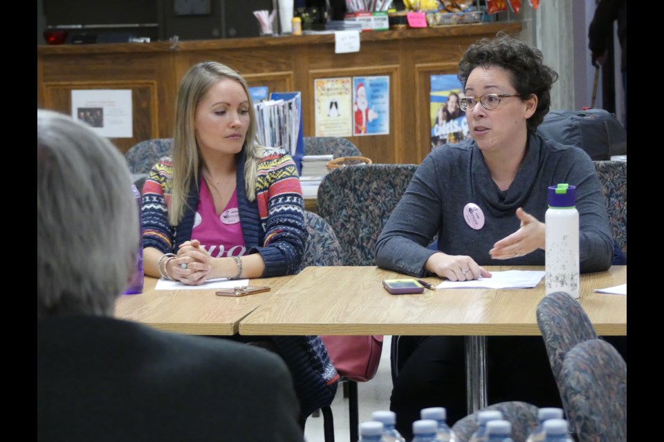 Leah Epstein Armstrong, right, of eLifestyle.ca, shares her concerns about proposed new zoning bylaw changes for home businesses in Bradford West Gwillimbury. Jenni Dunning/BradfordToday