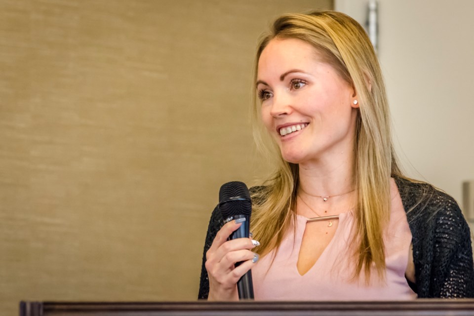 Jaclyn DeMelo of Re/Max Chay Realty Inc. discusses single women in the real estate market at the Bradford Board of Trade 2020Re-Con Forum at Holland Gardens Retirement Residence. Dave Kramer for BradfordToday.