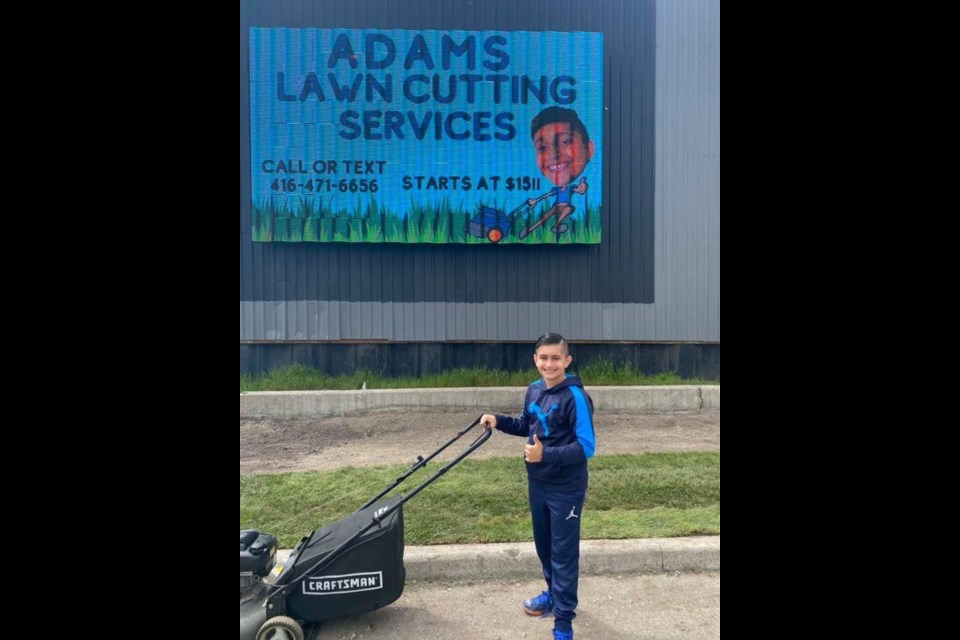 Adam started his own lawn cutting business to help pay for his soccer program 