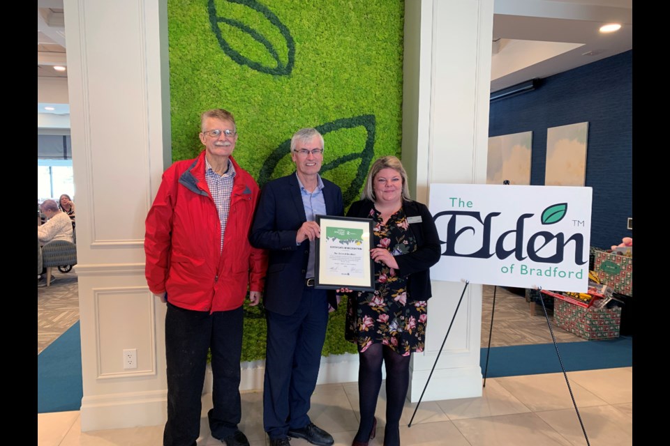The Elden recognized with an Age-Friendly Business Award from Simcoe County. Submitted Photo from the Town of BWG.