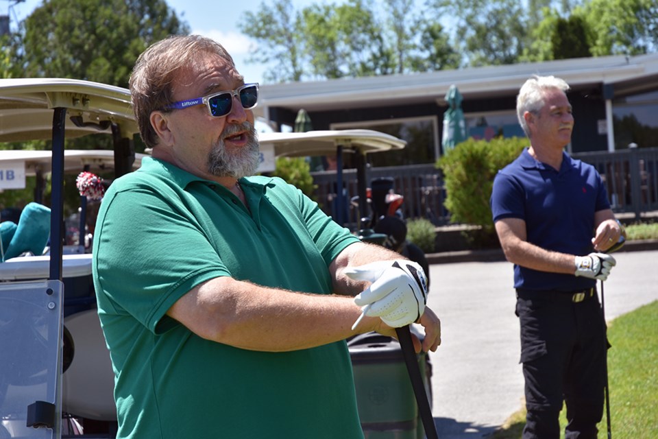 Jeff Hellings made up one of 26 foursomes at the B.O.B. Charity Golf tourney at HarbourView GCC on June 14. Miriam King/Bradford Today