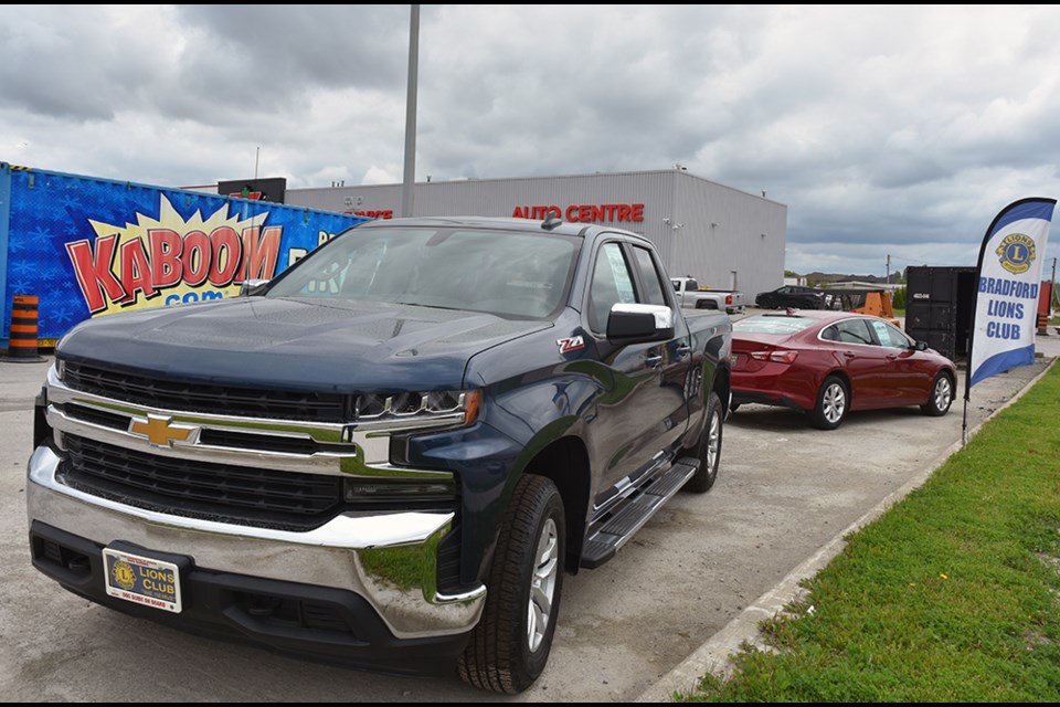 The vehicles have arrived for the Bradford Lions' Mammoth Draw - including the grand prize of a 2019 Chevrolet Silverado pickup truck. Miriam King/Bradford Today