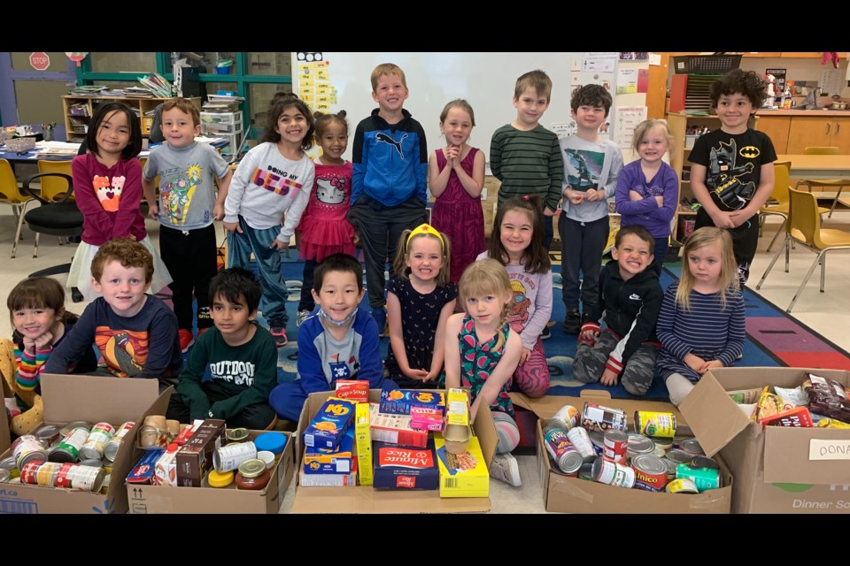 Kindergarten students at W.H. Day School in Bradford decided to turn an art project into a large donation to the Helping Hand Food Bank of Bradford. The students 'sold' their creations for donations to the food bank and collected 212 items for the local food banks.