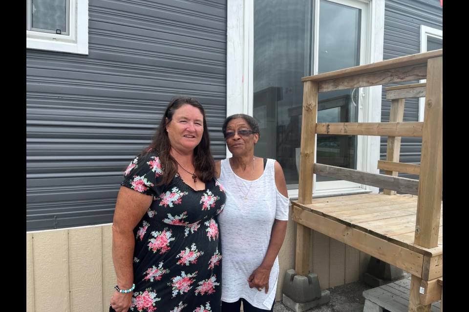 Pam and Sheila hope to be able to move into their new trailers at the end of the year.