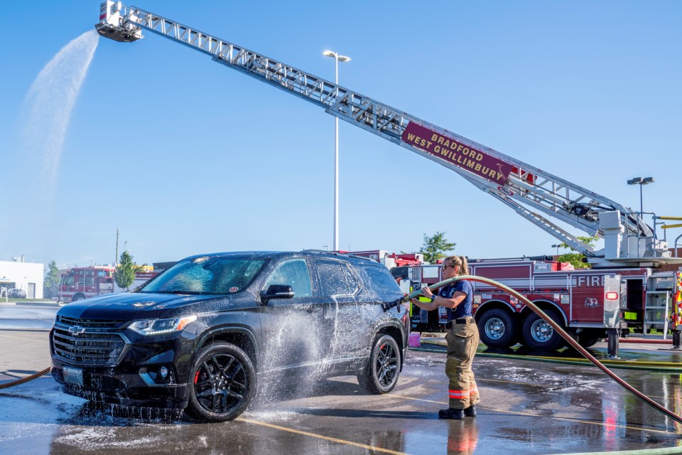 Bradford West Gwillimbury Fire and Emergency Services held their annual car wash to support local charities and community groups on Saturday in the Canadian Tire Parking lot. 