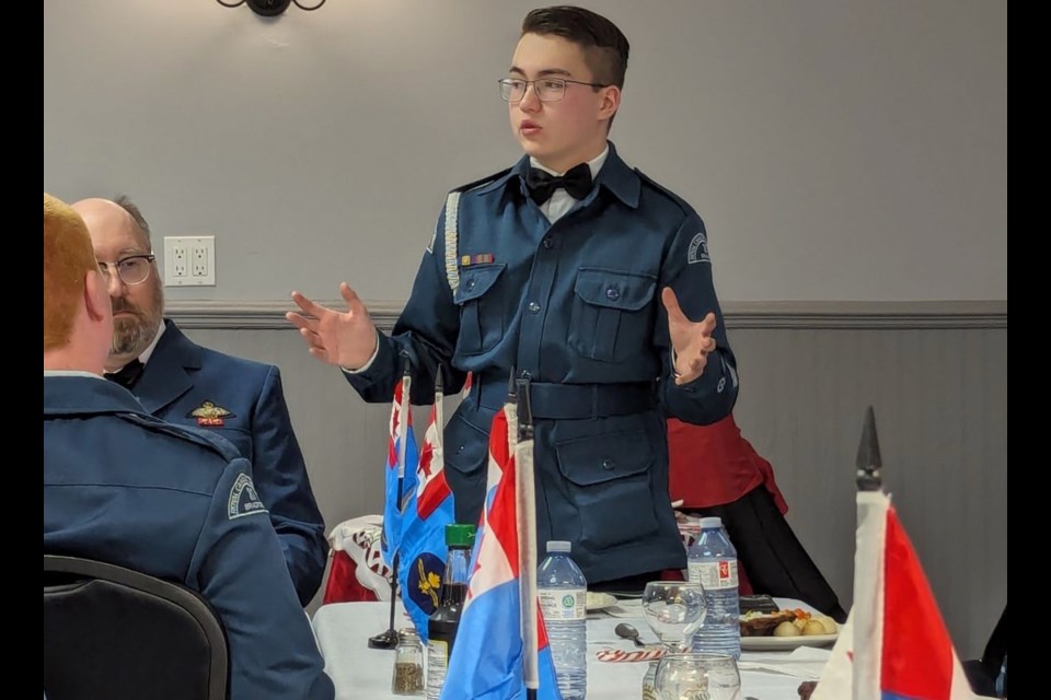 Members of the 37 Orville Hand Air Cadet Squadron are getting ready for the Effective Speaking Competition.