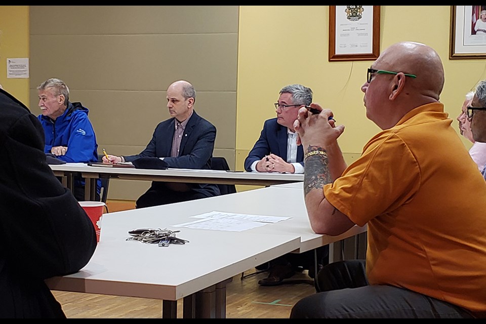 Downtown Revitalization Committee members, chaired by Coun. Gary Baynes, at left, discuss new festivals in Bradford. Miriam King/Bradford Today