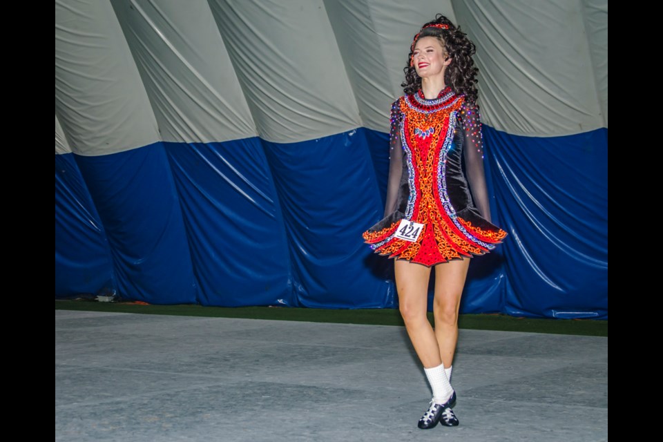 Madison Shadlock of Holland Landing competes for the Yvonne Kelly Dance Academy's Irish Dance Studio during the Newmarket Feis at the Bradford Sports Dome.  Dave Kramer for BradfordToday
