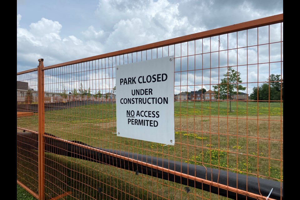 The area on the north side of Chris Hadfield School  is under construction to expand Alan Kuzmich Park. Natasha Philpott/BradfordToday