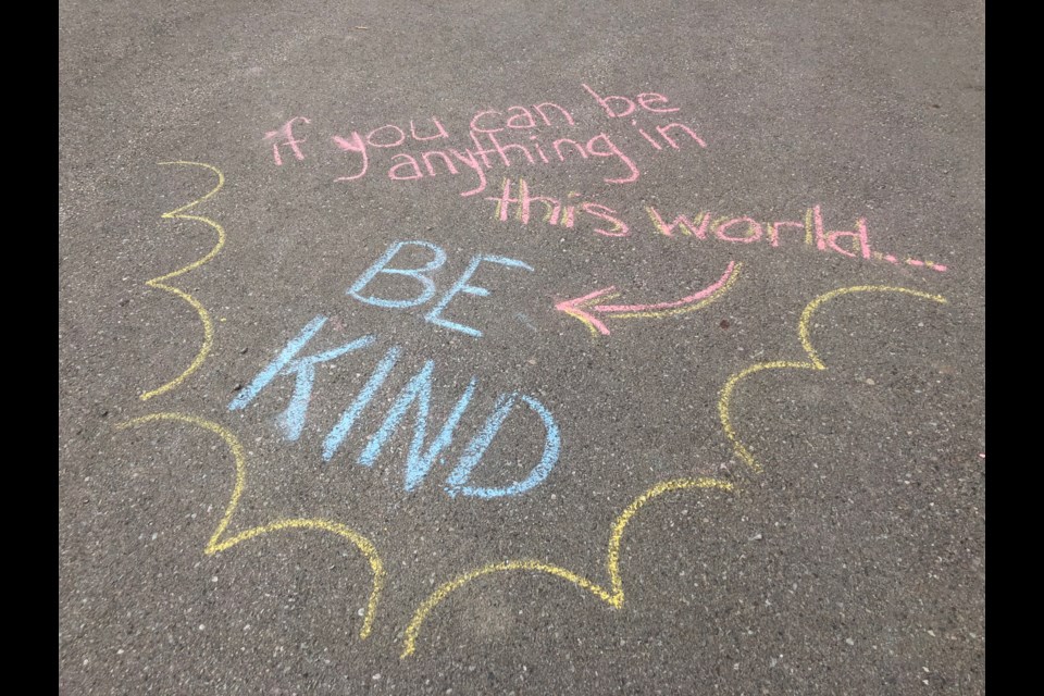 Next year, Diane Osborne hopes to have more people come out and join in the sidewalk chalk message idea. Natasha Philpott/BradfordToday