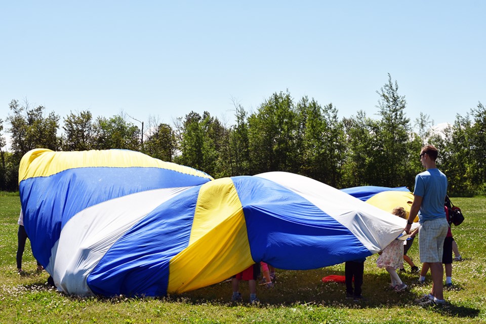 Parachute games at King Christian School, on the last day of the school year. Miriam King/Bradford Today