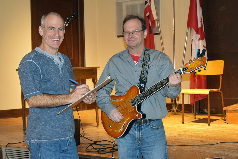 Mark Burchill, and guitarist George Phillips preparing for the first Newton Robinson Talent Show. Miriam King/Bradford Today