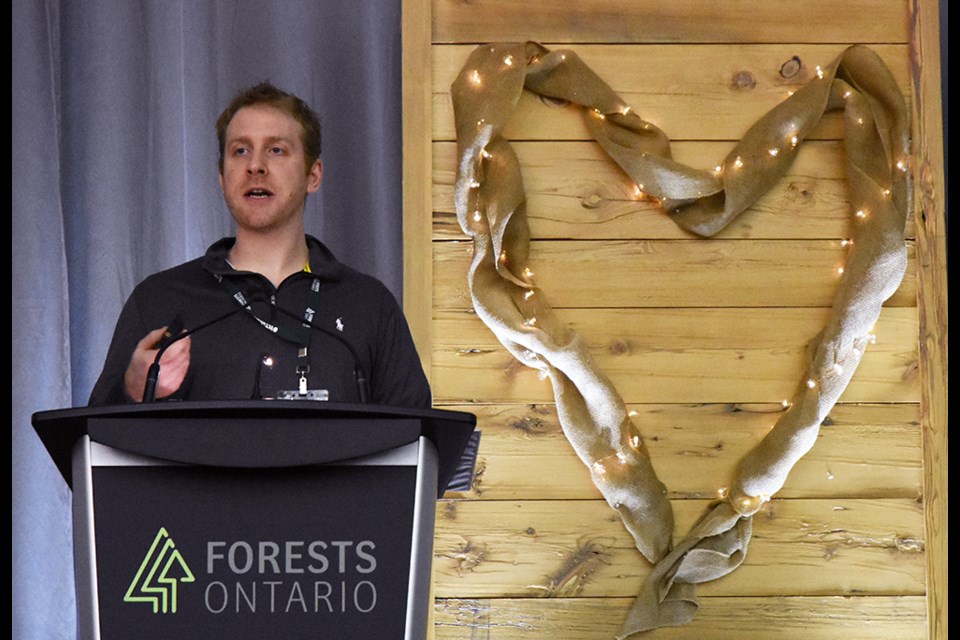 Stefan Weber spoke about the restoration of natural species - and the fight against Phragmites - at the Forests Ontario conference, held at the Nottawasaga Inn Resort. Miriam King/Bradford Today