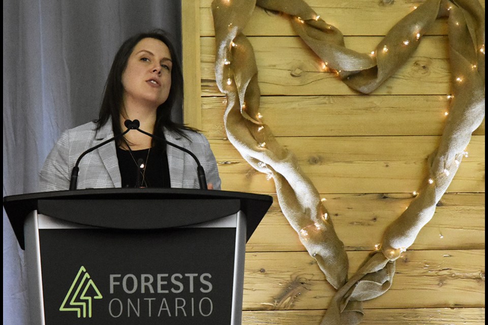 Jessica Kaknevicius, VP of community engagement with SFI, the Sustainable Forestry Initiative, at the 2020 Forests Ontario Conference. Miriam King/Bradford Today