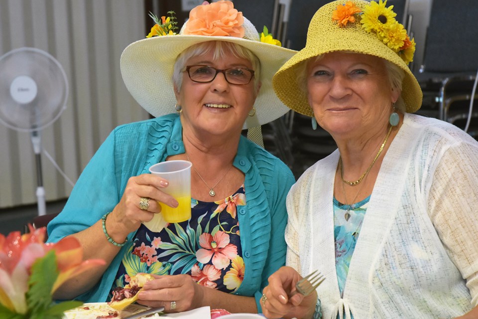Friends for 50 years, Darlene Watson, left, and Ingrid Szauter at the Salad Days Lunch. Miriam King/BradfordToday