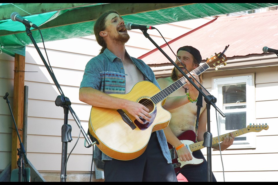Duncan Ivany, lead singer with Dickie and The Boys, belts out a tune Sunday at Jakestock. Miriam King/BradfordToday