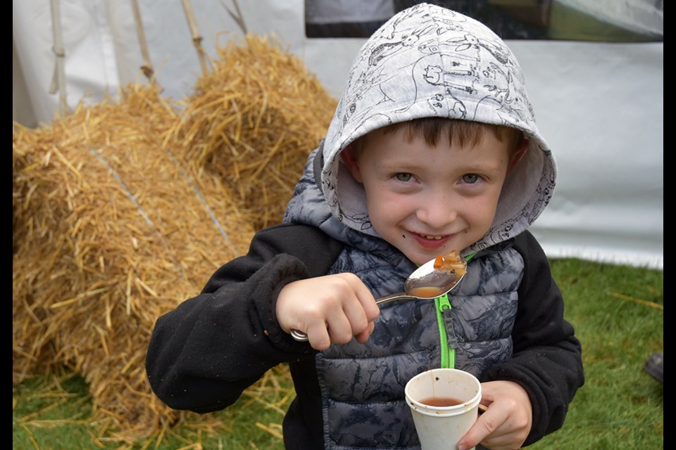 Four-year-old Caine enjoys his Vegetable Soup at Soupfest, Sept. 29 in Ansnorveldt in the Holland Marsh. Miriam King/BradfordToday