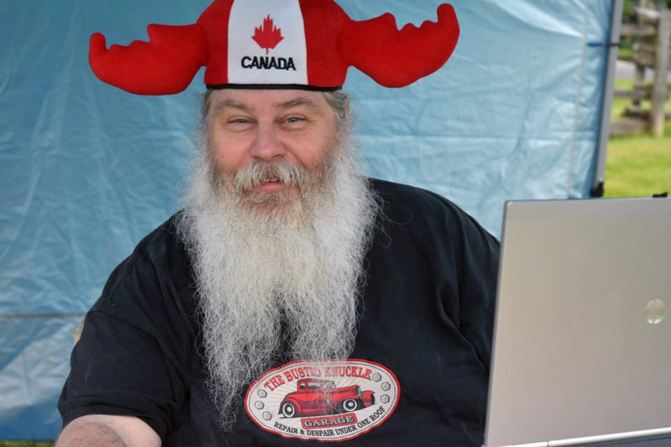 Les Litkei has been a gnome, Santa - and on Canada Day, was the DJ, at the Newton Robinson celebration. Miriam King/Bradford Today
