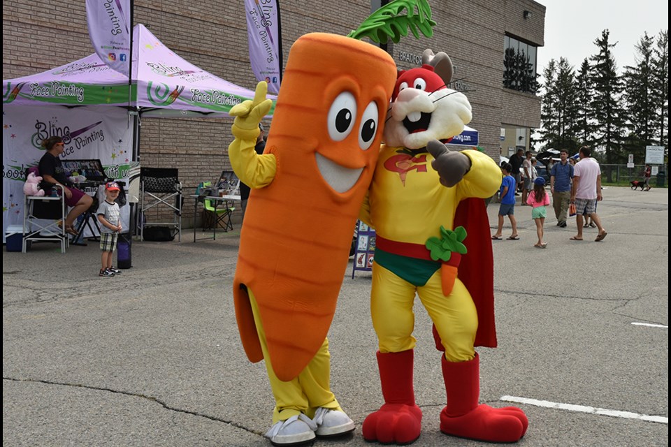 Carrot Fest mascots Gwilly the giant carrot, and Captain Carrot. Miriam King/BradfordToday