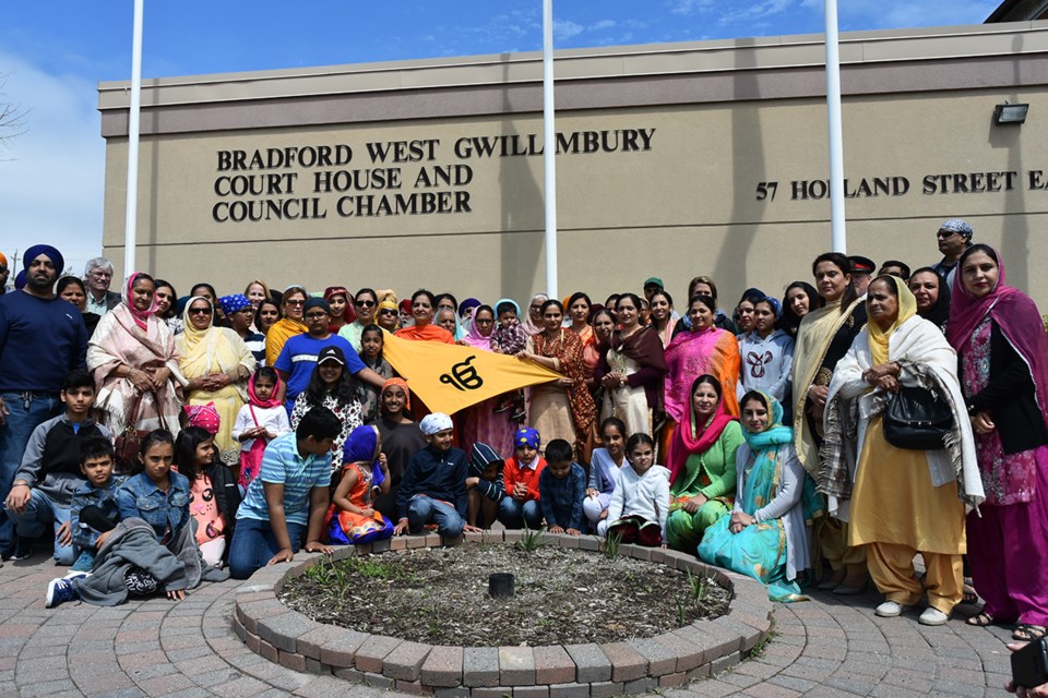 A large crowd came out for the Khalsa Day flag raising in Bradford West Gwillimbury. Miriam King/Bradford Today