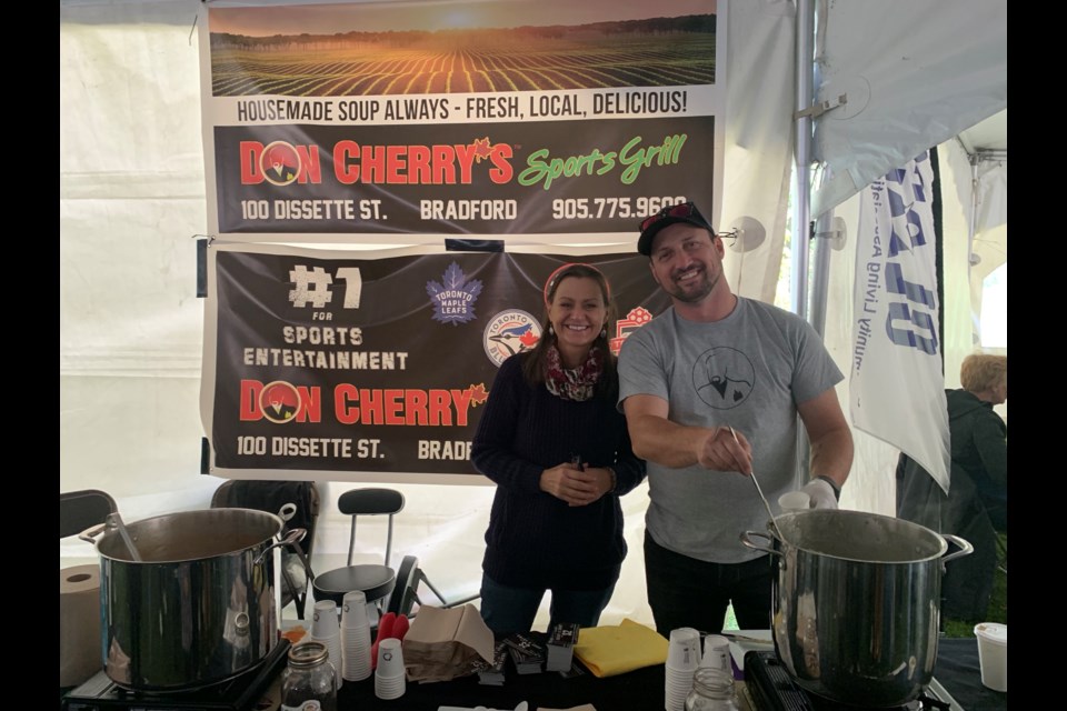 Soup Makers from Don Cherry’s Sports Grill hard at work serving up their winning soups.
Chicken Pot Pie and Jambalaya. Laura DeGasperis for BradfordToday
