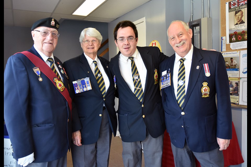 From left, George Neilson, Past president Ruth Brooks, Matthew Walker, and president Mike Giovanetti, at the Bradford Legion's levee on New Year's day. Miriam King/Bradford Today