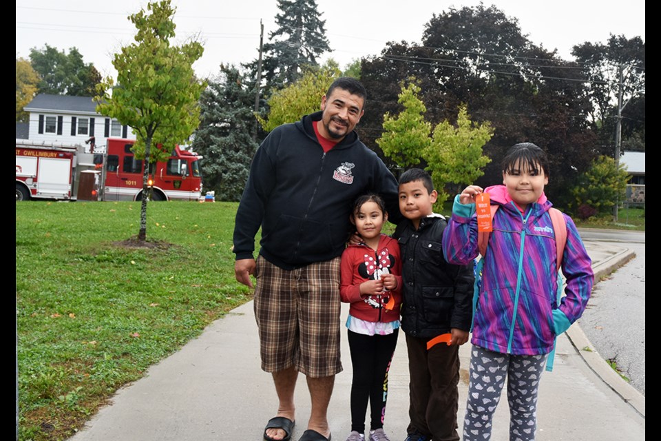 Family walks to Fred C. Cook Public School ‘every day’ not just Walk ‘n Wheel Wednesday, said Dad. Miriam King/Bradford Today