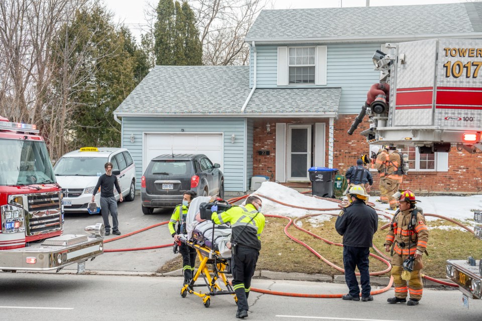 BWG Fire and Emergency Services rescue two people from a house fire on Luxury Avenue on March 22, 2023. Paul Novosad for Bradford Today.