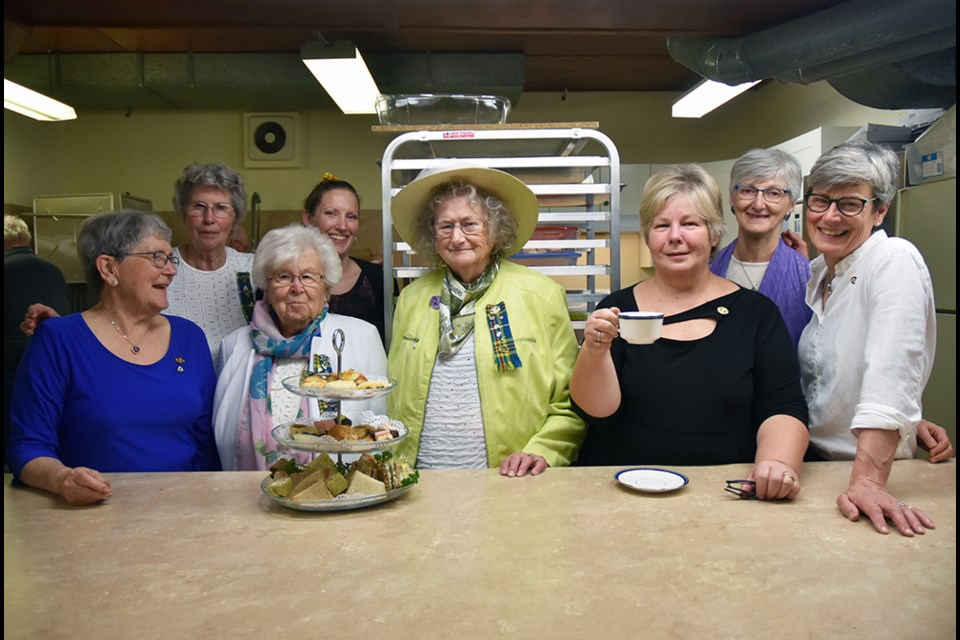 From left, Tec-We-Gwill Women's Institute members Jean Calder, Helen Hamilton, Sylvia Plant, Kimberly West Kolb, Ellen Hickson, Pat Wood, Bonnie West and Sally Sainsbury, at the High Tea. Miriam King/Bradford Today