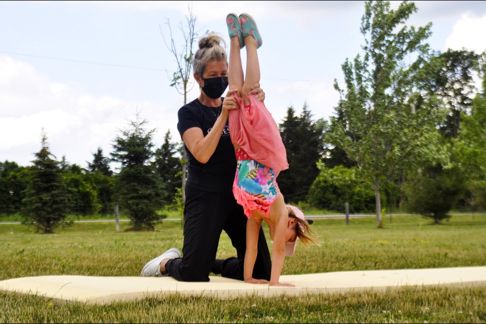 Genesis Gymnastics Owner Donna Katz held a free outdoor class at Henderson Park for children and will be launching her daycamps on July 5th.