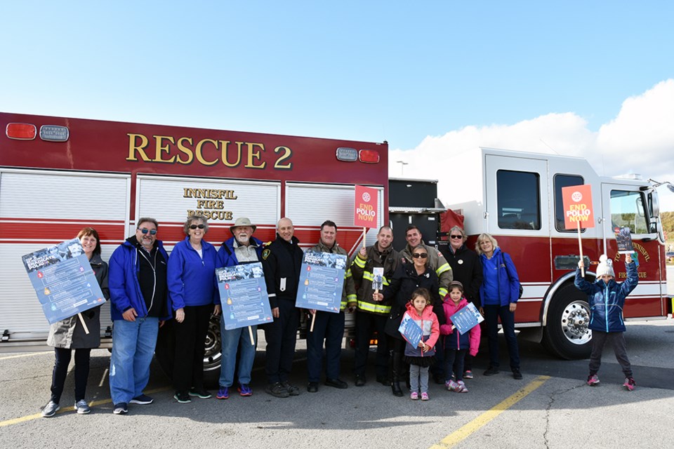 Innisfil Fire and Rescue joined members of the Innisfil Rotary Club and supporters for the Walk to End Polio, on World Polio Day. Miriam King/Bradford Today