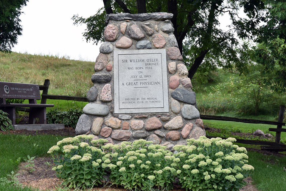 This cairn was erected in honour of Sir William Osler. The cairn is on County Rd. 88, in New Tecumseth. Until amalgamation in 1991, the west half of the hamlet of Bond Head was in Tecumseth Township, not West Gwillmbury. Miriam King/BradfordToday