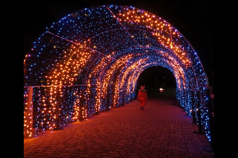 Venture through the Light Tunnel, one of the most popular attractions at SantaFest at Santa's Village in Bracebridge.