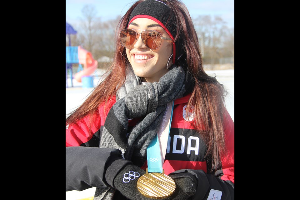Gold medal figure skater Gabrielle Daleman was the special guest at the grand opening of Cookstown's new refrigerated ice rink. Wendy Ricciardi/Town of Innisfil