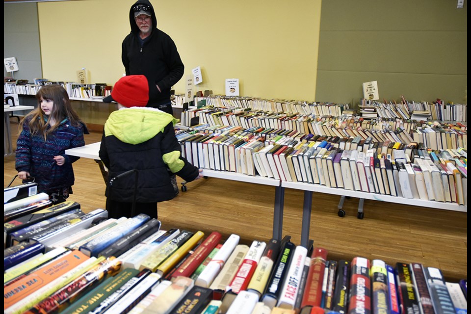 Tables of gently-used paperback, hardcover, Young Adult, Children's and Audio books, CDs and DVDs at the Bradford Public Library during the Friends of the Library February Book Sale. Miriam King/Bradford Today