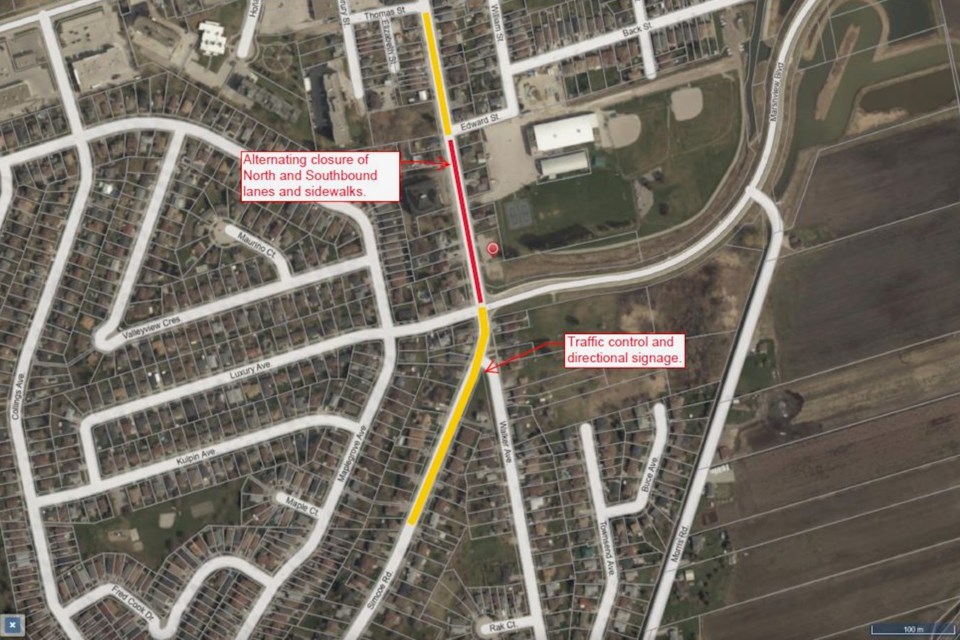 Beware Road, sidewalk closures starting soon on Simcoe Road Bradford