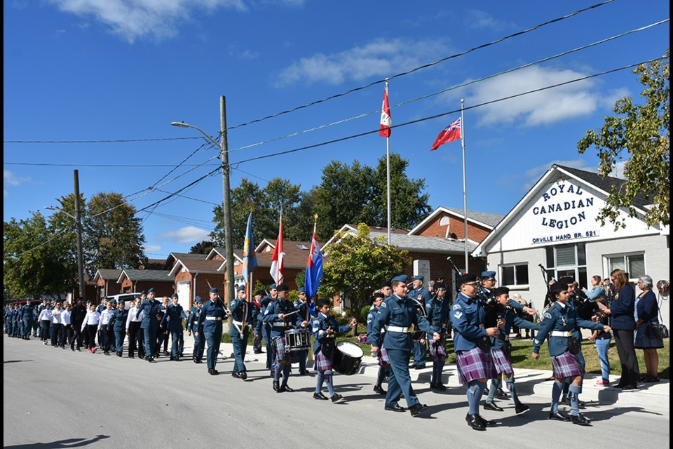 Cadets on Parade, in front of the Bradford Legion on Sept. 22. Miriam King/BradfordToday