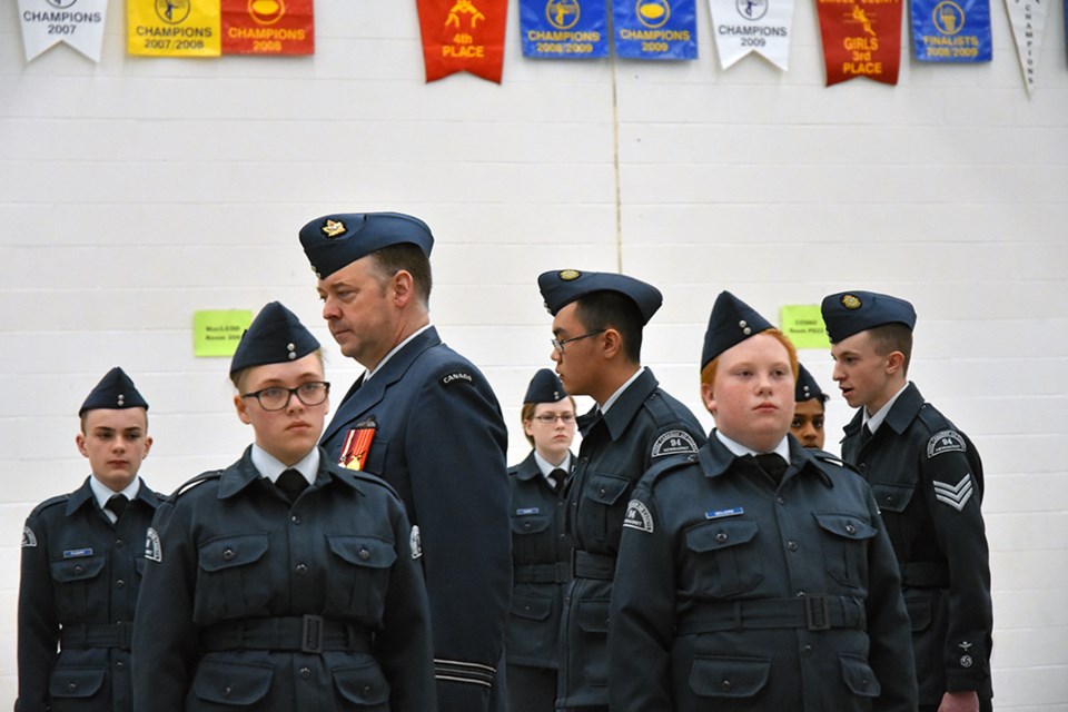 Inspecting the 37 Flight Air Cadets on Parade. Miriam King/Bradford Today