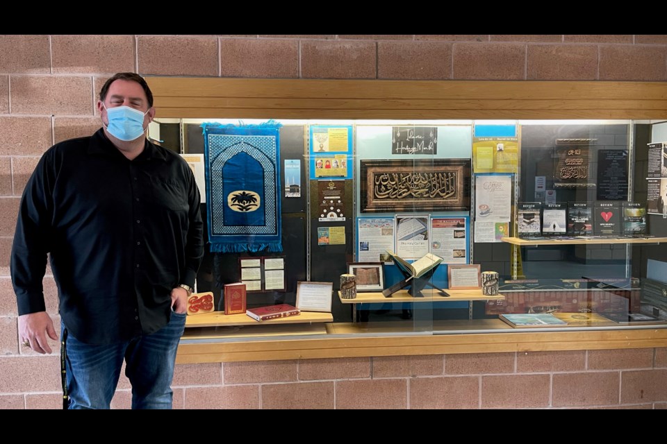The Islamic Heritage display at Innisfil High School (Nantyr Shores), promoted by the school's Vice Pricinpal, Jeremy Oxly,  and provided by the Ahmadiya Muslim Women's Association in Innisfil. 