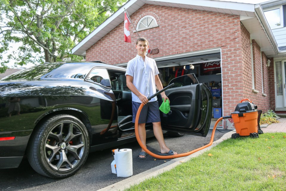 14-year-old Nate Belanger from Bradford started his own car detailing business in family's garage to acquire community service hours for school.