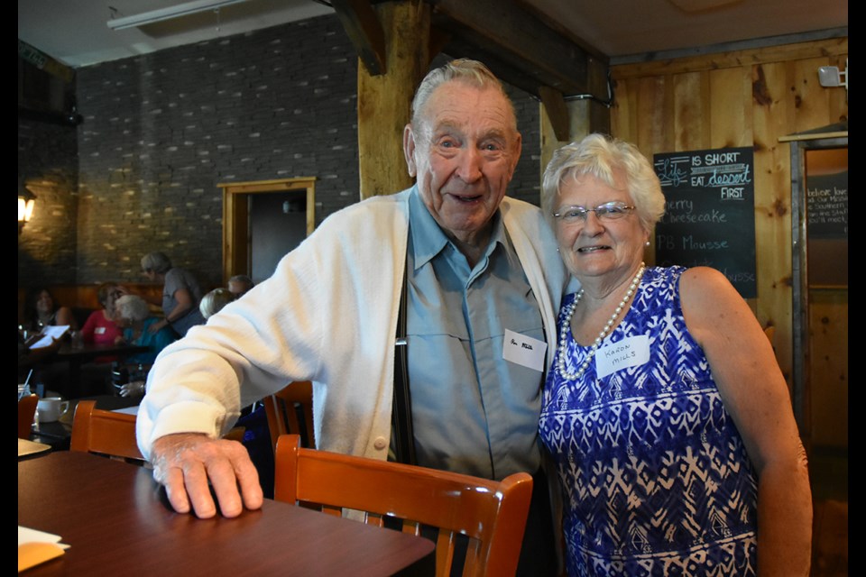 Ron Mills, 89, and wife Karon at the S.S.#1 Dunkerron school Reunion, July 25. Ron attended the one-room school, until the day his bicycle broke down. Miriam King/BradfordToday