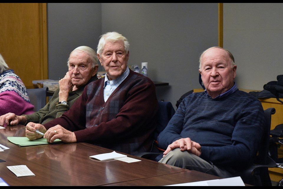 From right, Sam Lee, Bob Sturgeon and John Fennell, at the Oct. 25 meeting of the Bradford West Gwillimbury Local History Association. Miriam King/BradfordToday